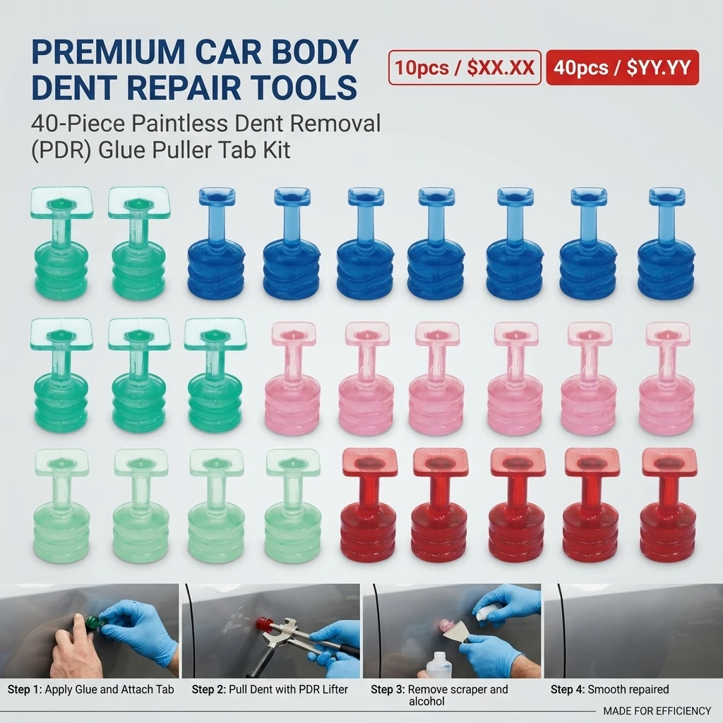 10/40pcs Glue Tabs Dent Removal Tools Dent Removal Tool Auto Paintless Dent Repair Glue Tabs Auto Maintenance Tools For Car Body