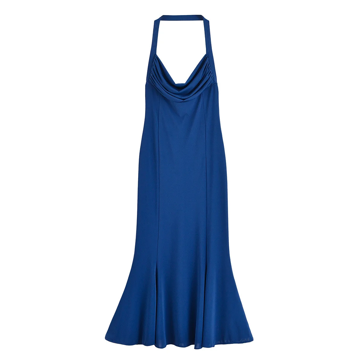 Elegant Blue Off-Shoulder Slim Evening Dress Long Hanging Collar Fashionable Sexy Women's Long Dress for Special Occasions