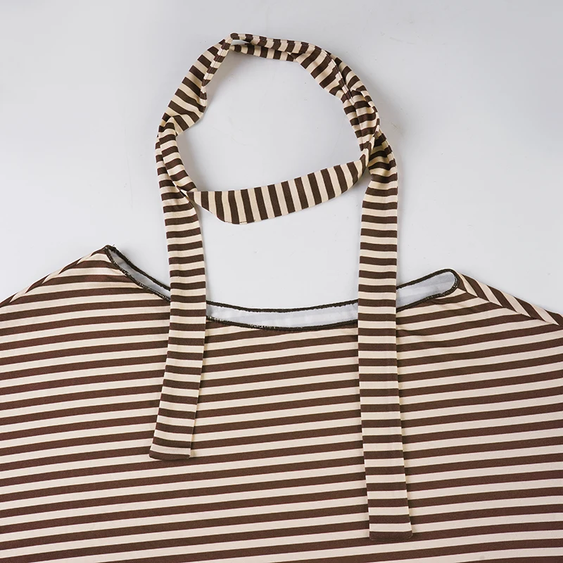 Camisas Vintage de colección a rayas con hombros descubiertos, ropa de otoño Y2K de manga larga de calidad cómoda con retazos, sudaderas con capucha para Mujer