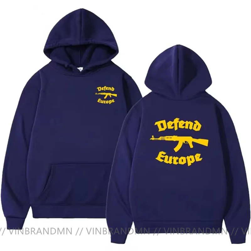 Defend Europe Hoodies Sweatshirts Hooded Men Immigrant Islam Custom Design AK 47 AK47 Print Hoodie Men's Fashion Jerseys Hoody