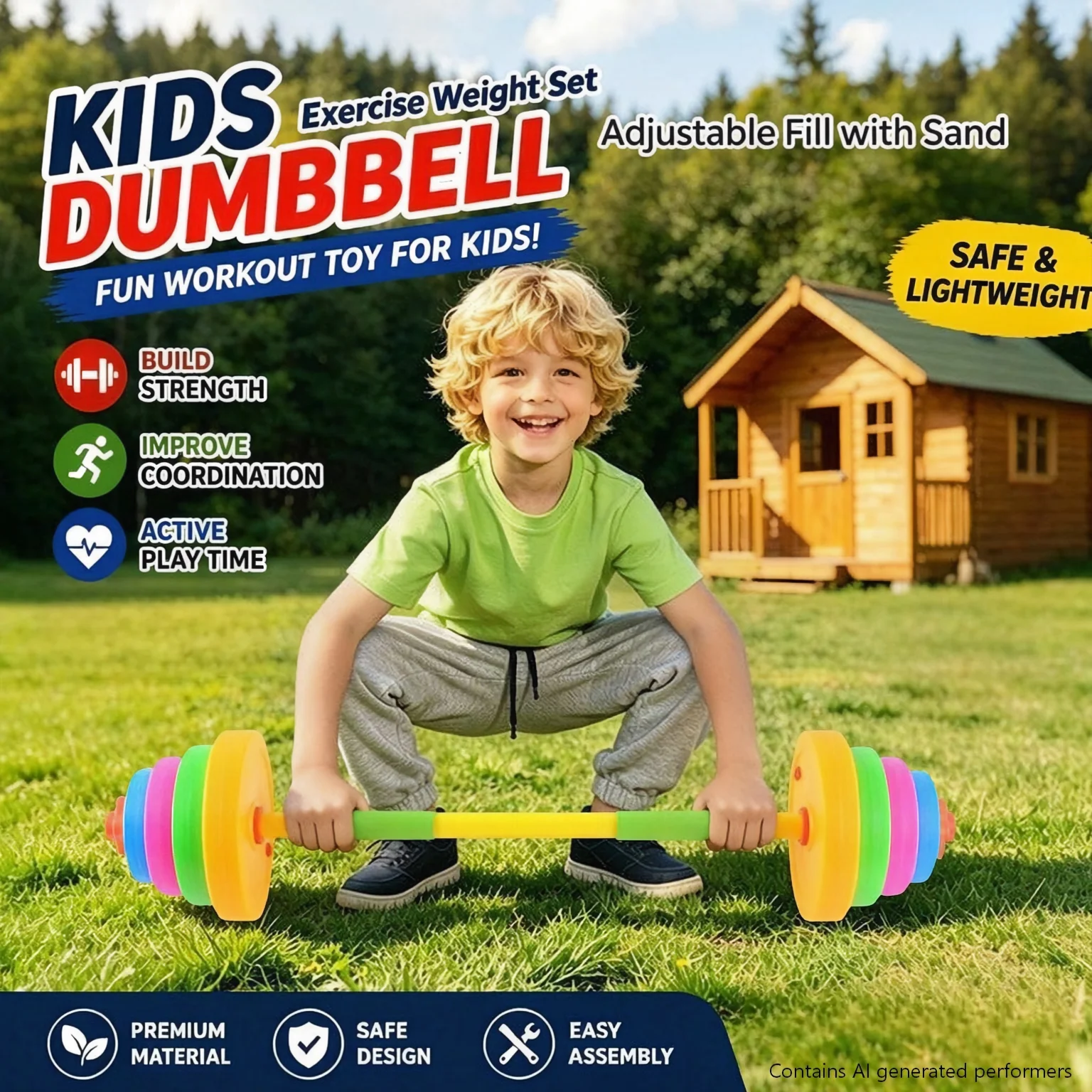 Verstellbares, befüllbares Hantel- und Langhantelset für Kinder, Wasser-Sand-Fitness-Sport-Trainingsausrüstung für drinnen und draußen, für Jungen und Mädchen ab 3 Jahren, Geschenk