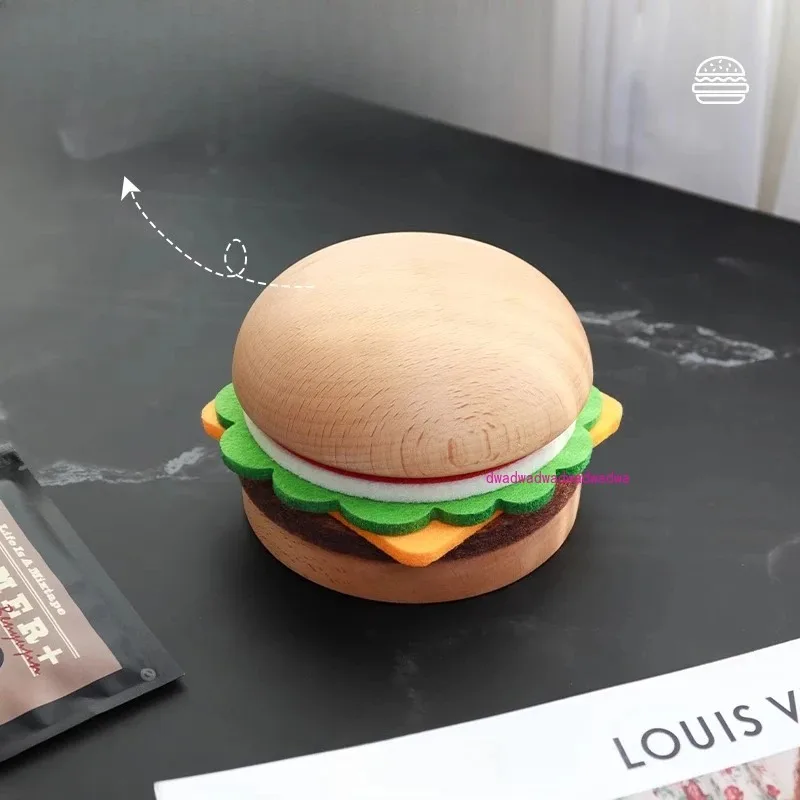 

Hamburger Insulation Mat Creative Fun Solid Wood Coaster Wooden