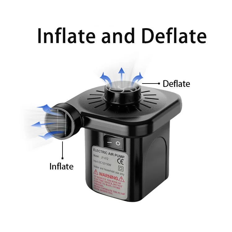 Portable 12V DC Electric Air Pump for Inflatables Mini Inflator Deflator Pumps with 3 Nozzles