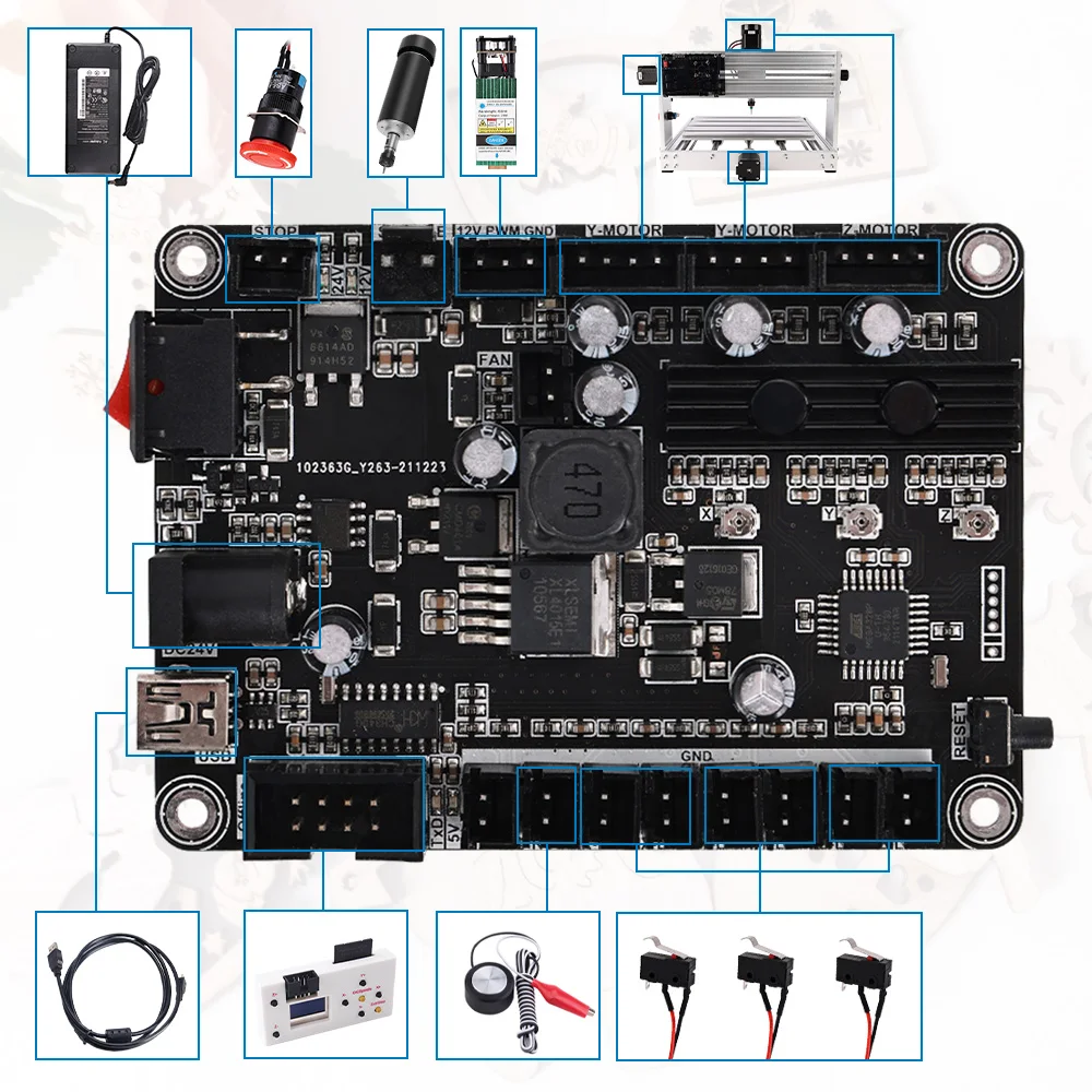 Máquina de grabado de aluminio y Metal CNC 3018 Pro Max, con husillo de 500w, Control GRBL, bricolaje, grabador láser de 20w, enrutador de madera