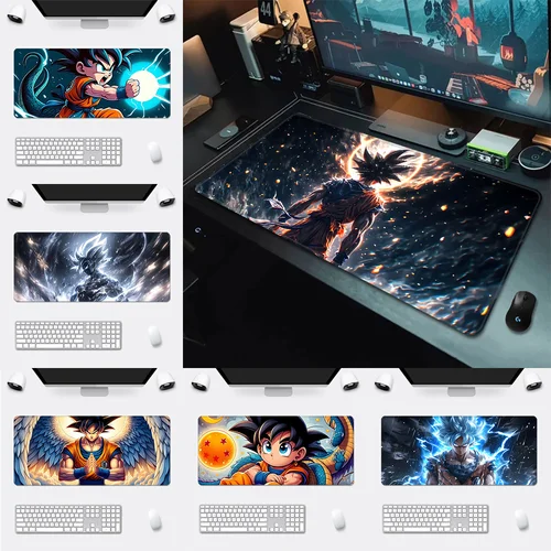 Alfombrilla de ratón de Anime Goku d-dragons Balls con impresión HD para jugadores de ordenador, alfombrilla de ratón antideslizante con borde de bloqueo XXL90x40cm, teclado, alfombrilla de escritorio para PC