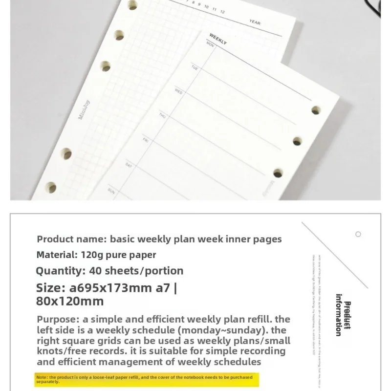 Fromthenon A6 A7 Loseblatt-Notizbuch, Wochenplaner, Ersatz-Innenseiten für effizientes Zeitmanagement – Detail 4