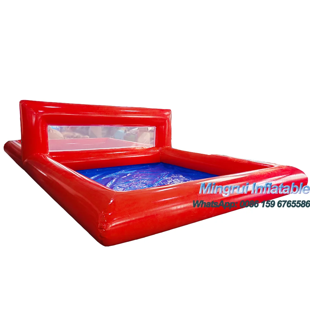 Giant 33x17ft Inflatable Red Beach Water Pool Volleyball Court Field Stuff Water Park Game Paly for Family Reunion Party Outside