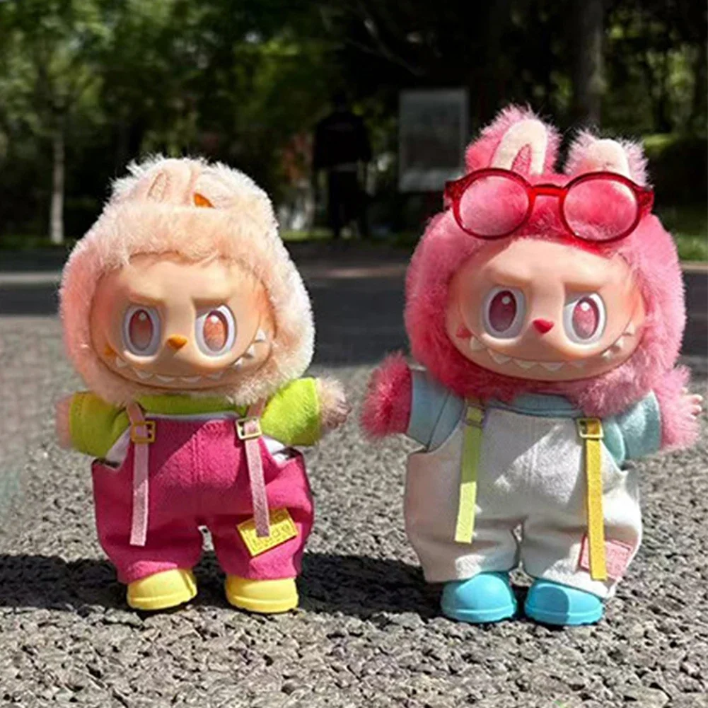 

For 17cm Labubu V1 V2 V3 Dolls Summer Simple Colorful overalls Clothing Mini Doll'S Clothes Outfit Accessories