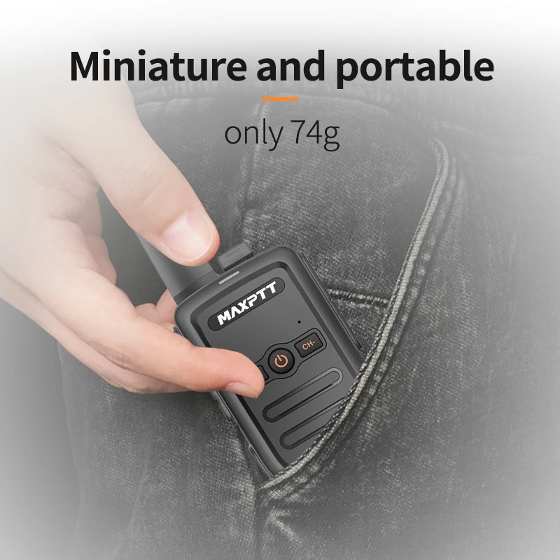 Maxptt Walkie-Talkie, Small and Portable, Suitable for Construction Sites, Property Management, and Hotels, Black Mx180, 2 Units