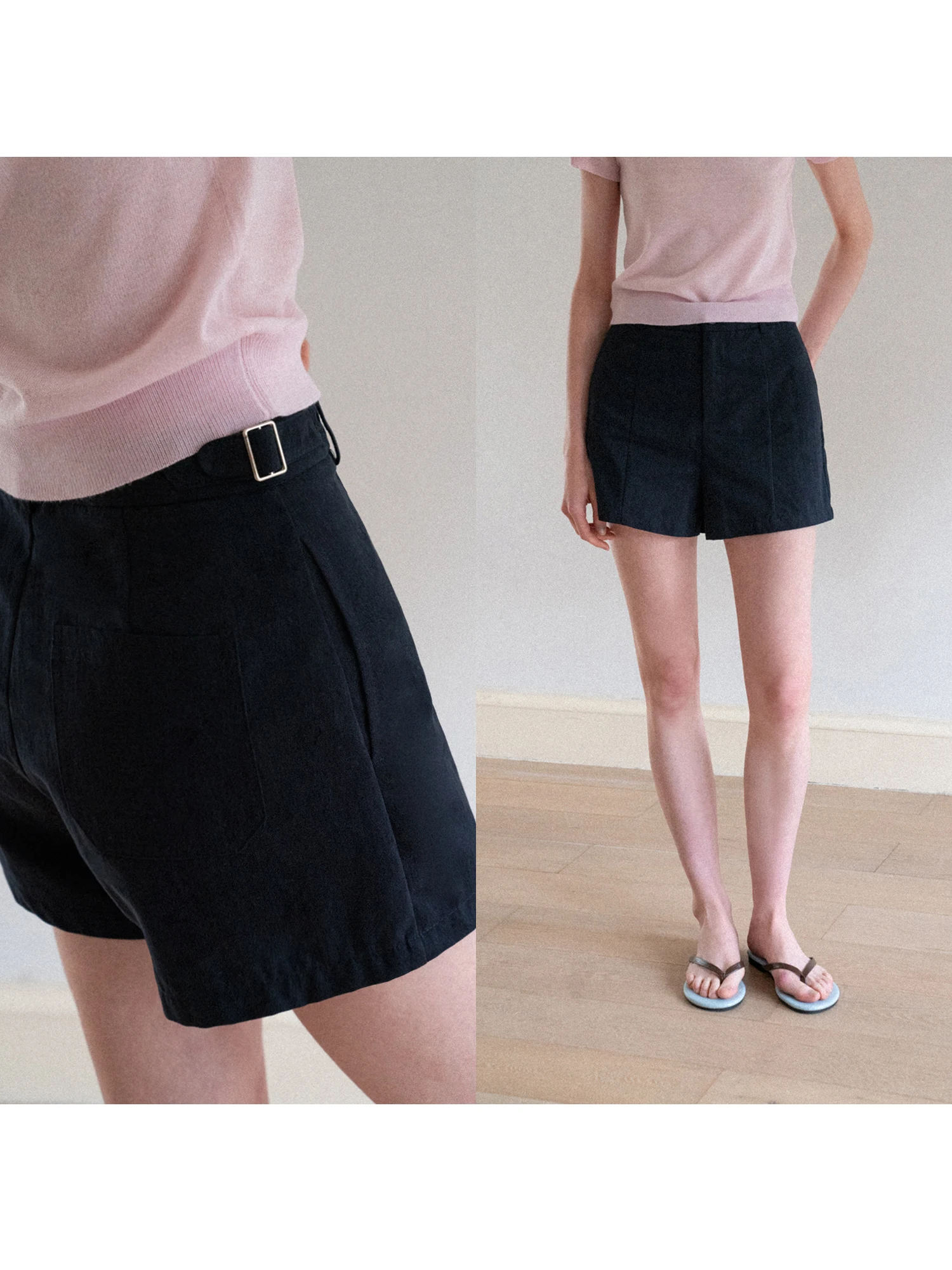 

EGGKA High Waist Casual Shorts Women's Summer Loose Straight Leg Simple A-Line Slimming Wide Leg Hot Pants Commute Versatile