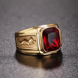 Punk Hip Hop High Quality Charm Big Gemstone Ring Men Women Fashion Stainless Steel Dragon Ring Jewelry Dropshipping Wholesale