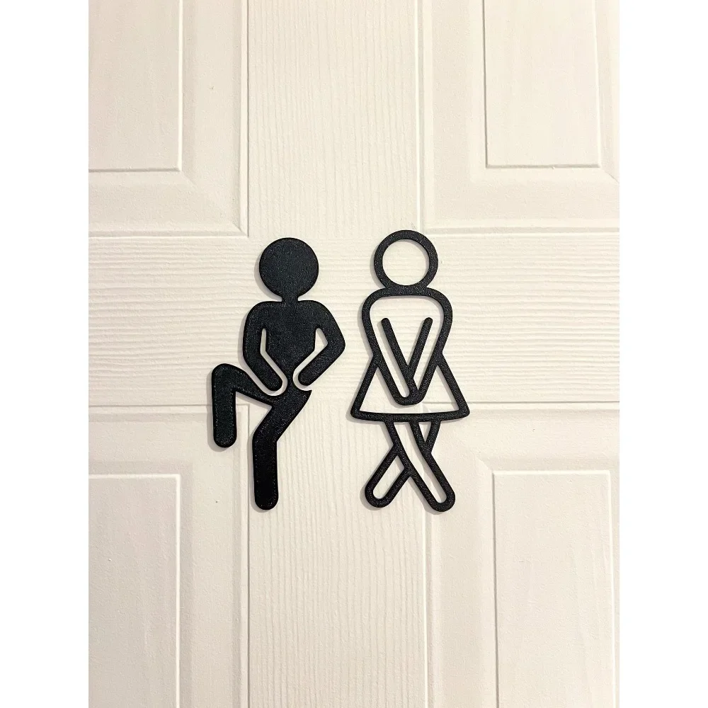CIFBUY 1pc 3D Printed Toilet Sign, Minimalist Restroom Wall Art, Modern Bathroom Decor for Men & Women, Hotel Home Restroom