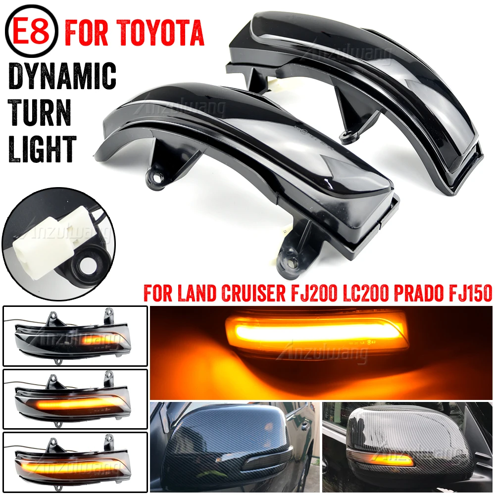 For Toyota Land Cruiser FJ200 LC200 Prado FJ150 2010- 2020 Car Side Mirror Lamp LED Dynamic Turn Signal Light Blinker Indicator