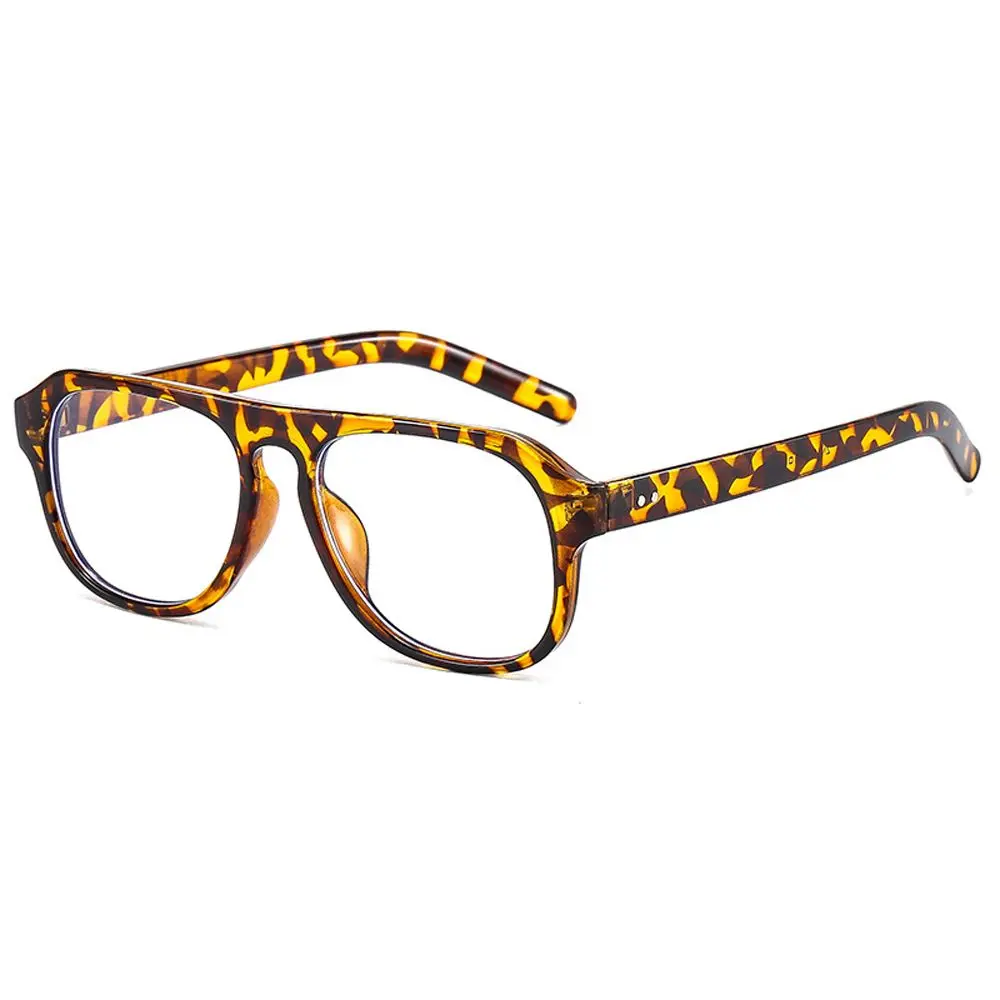 

Men Women Vintage Leopard Print Transparent Optical Glasses Anti Blue Light Glasses Polygon Frame Eyewear Computer Eyeglasses