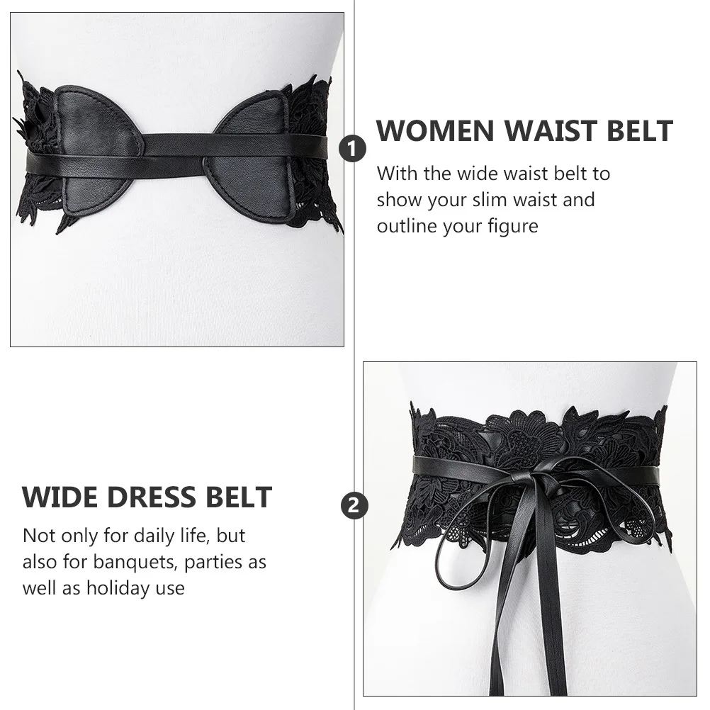

Lace Waist Belt for Women Wide Dress Belt Chic Elegant Lace-Up Design Slim Fit Fashion Accessory for Party Banquet Holiday