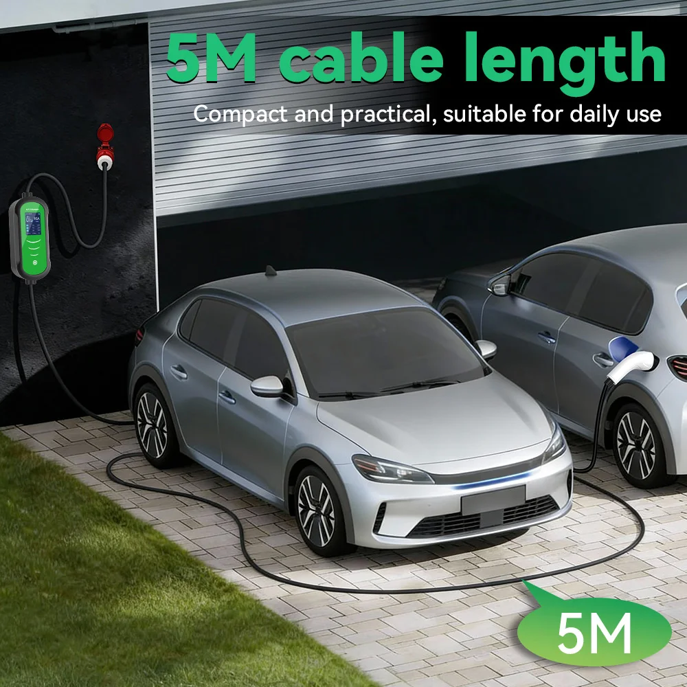 IPENGEN Typ2 11KW EV-Ladegerät Tragbar 5M Kabel 16A 3-Phasen IEC 62196-2 EVSE Ladebox Einstellbarer Strom Verzögerbare Ladewelle – Detail 7