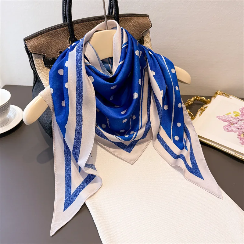 

Luxury Silk Scarf Hijab Turban Female Fashion Head Scarf Neckerchief Bandana Handkerchief Wraps Shawl Windproof Print Headband
