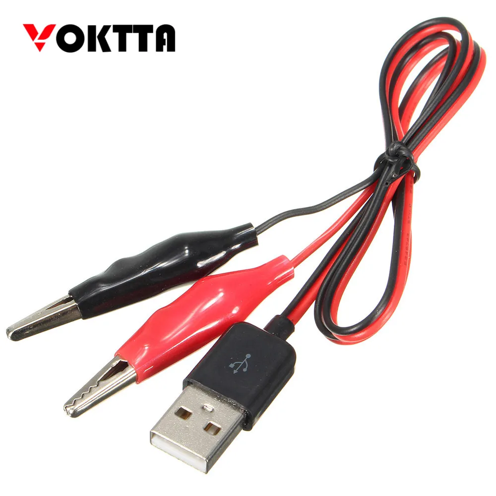 60cm Alligator Clip with Wire Alligator Test Clip Clamp USB Male Connector Power Adapter for Electrical Alligator Clip