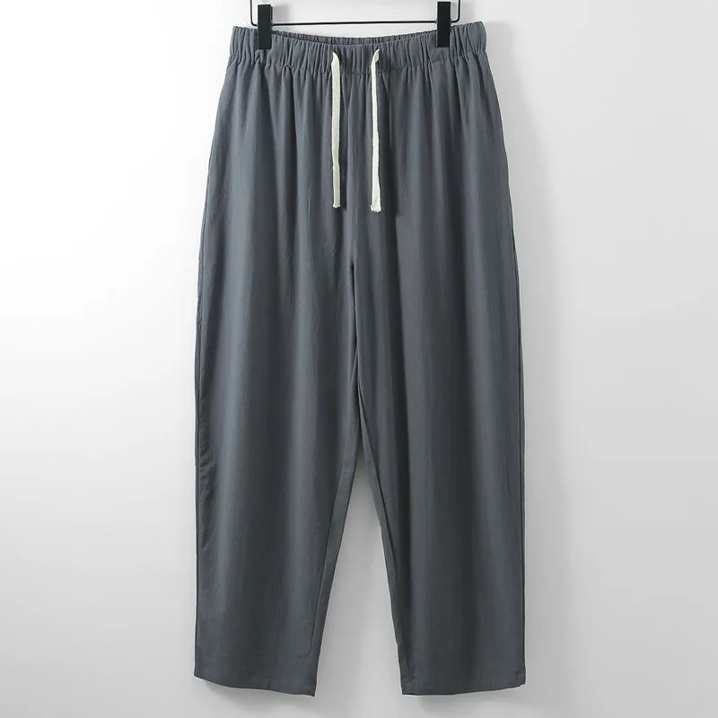 

Loose Fit Linen Casual Pants for plus Size Men Harlan Sle mid Waist Straight Leg Thin Summer Trousers Comfortable Dad Jeans