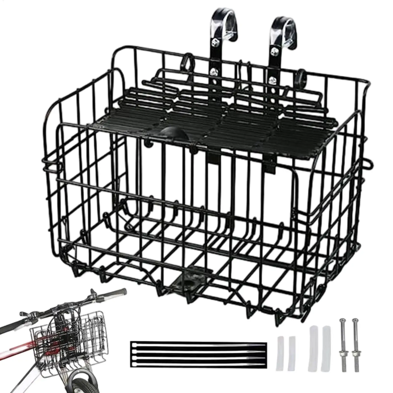Foldable Bike Basket Adjustable Handlebar Mount Cycling Accessories Road Electric Scooter Commuting Cargo Gear Outdoor
