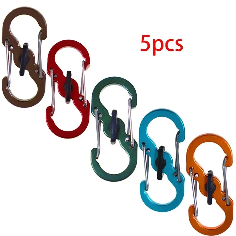 

5-10 шт. S-образные карабины с замком для кемпинга, мини-крючки для рюкзаков, защита от кражи, инструмент для крепления ключей