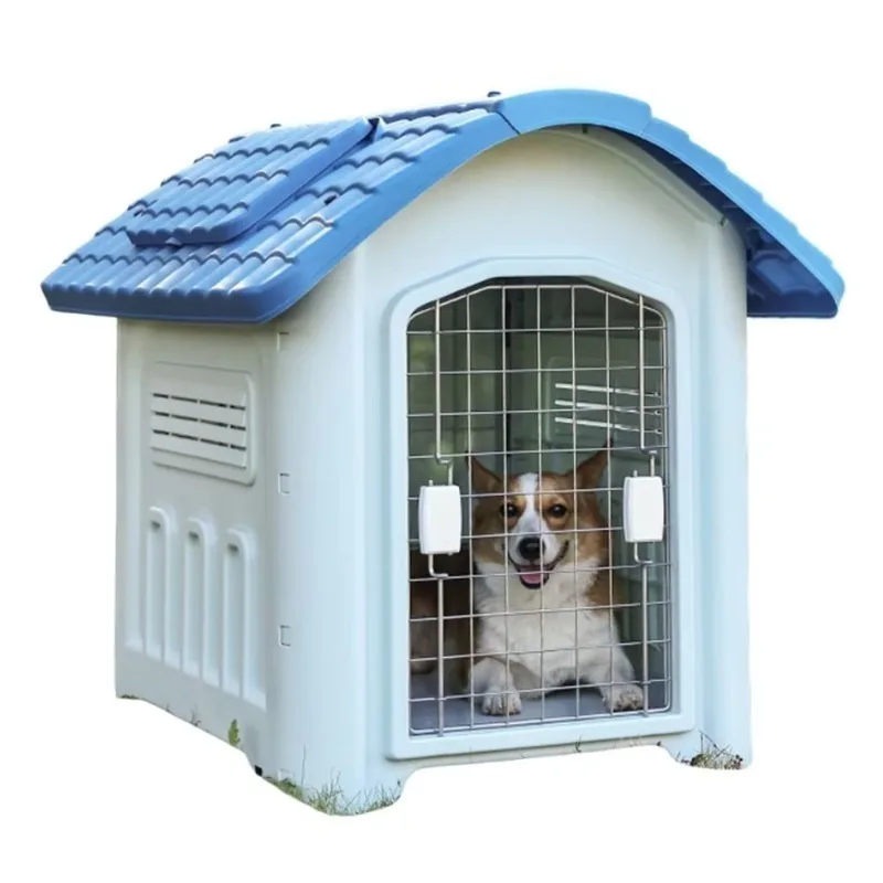 plastic-dog-house-foldable-all-season-outdoor-shelter-with-skylight-rainproof-design-and-plastic-tray