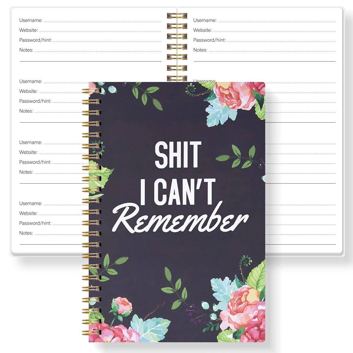 كتاب كلمة المرور مقاس A5 مضحك "Shit I Can't Remember" دفتر ملاحظات منظم بكلمات المرور لأسماء المستخدم وكلمات المرور على الموقع #5