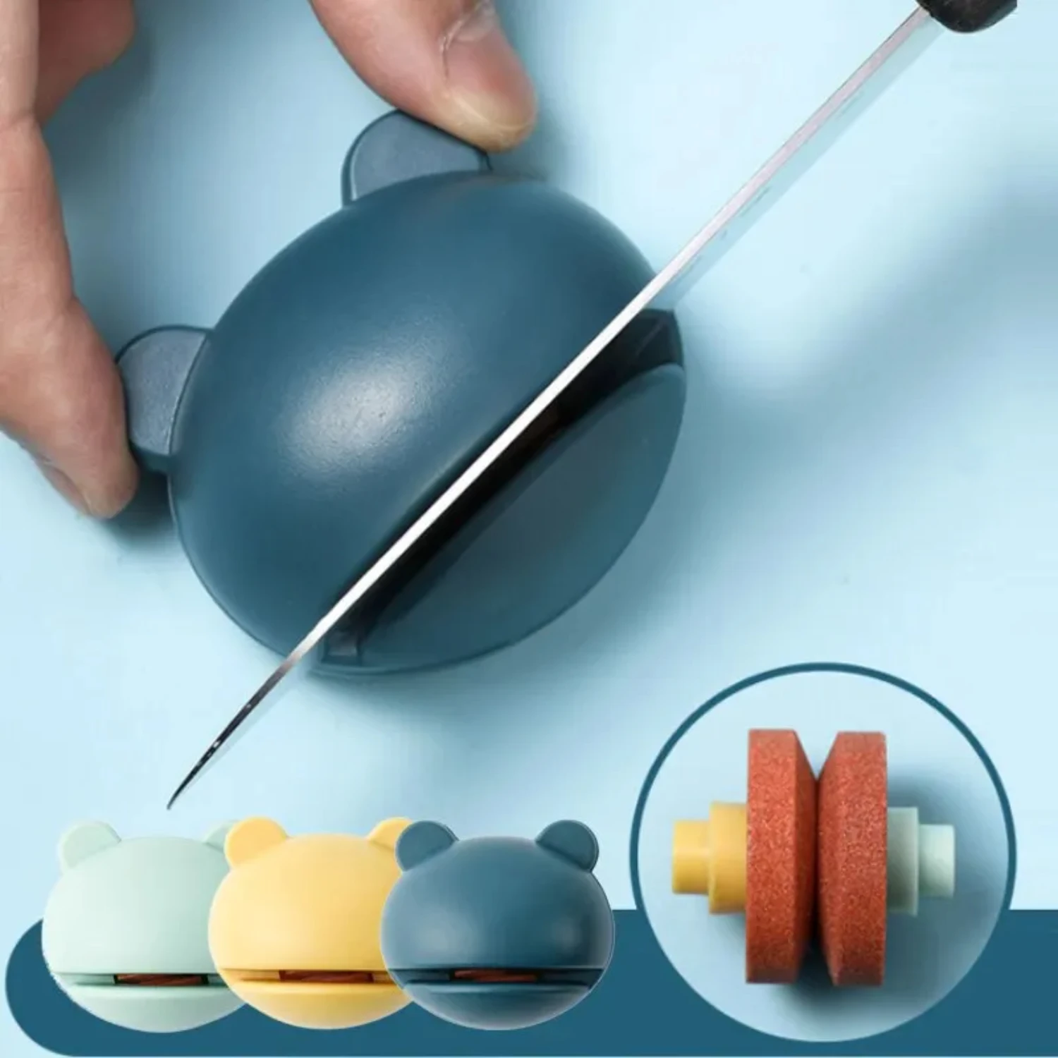 Adorable Cartoon Ear Frog Shaped Multifunctional Mini Portable Household Kitchen Blade Sharpener: Outdoor and Kitchen Use Sharpe