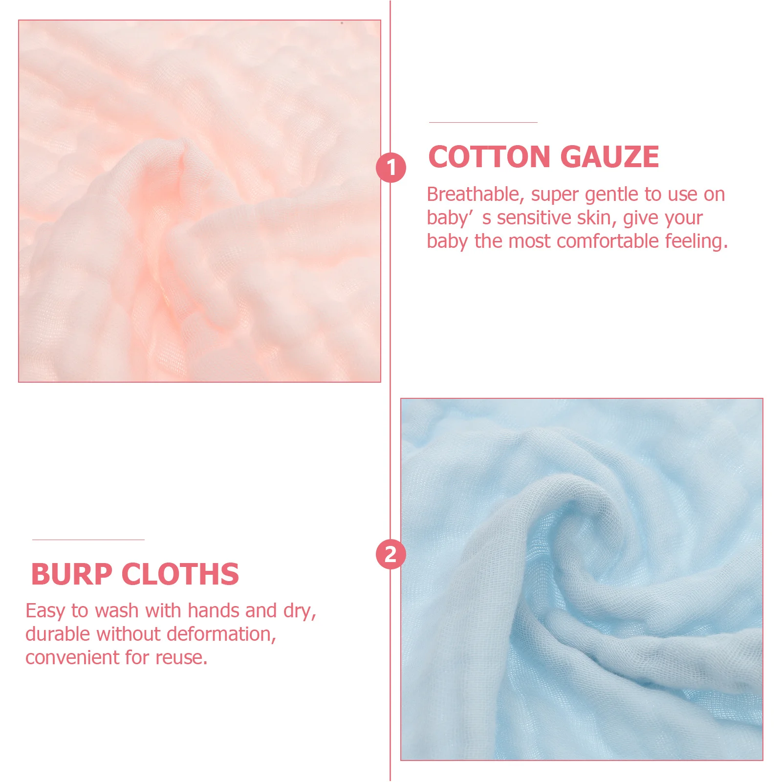 

3pcs Baby Muslin Washcloths Burp Cloths Cotton Gauze Face Saliva Sweat Towel Reusable Gift For Birthday Christmas Infant Kids