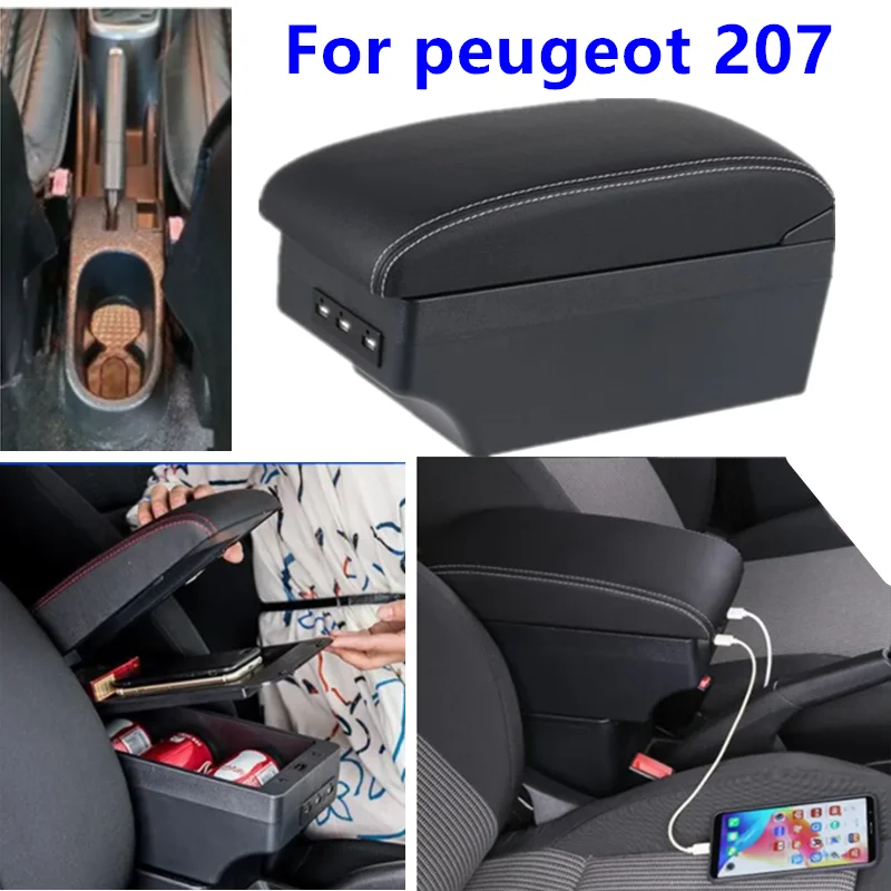 

For peugeot 207 CC Armrest box For peugeot 207 Car Armrest box Central Storage box Interior Dedicated Retrofit Car Accessories