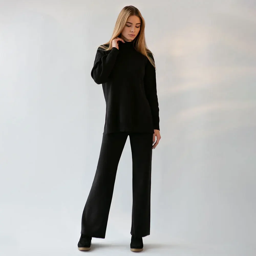 Winter Knitted Sweater Sets Women Tracksuit Two Pieces Set Pullover Jumpers Pants Suit Knit Trousers Sports Outfits Autumn 2023