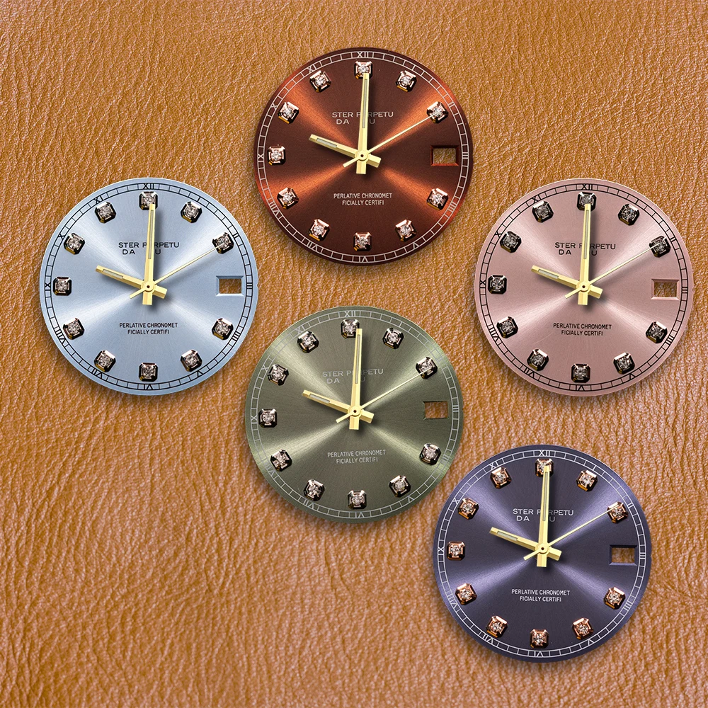 

S Logo Dial 28.5mm NH35 Dial Sun Patterned Diamond 3/3.8 O'clock Fit NH35/NH36/4R/7S Movement Watch Modification Accessories