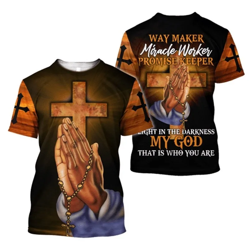 1 Piece Custom Your Picture 3D Printed Shirts Let Your Faith Be Bigger Than Your Fear Jesus T Shirts Unisex Unique Streetwear Ca