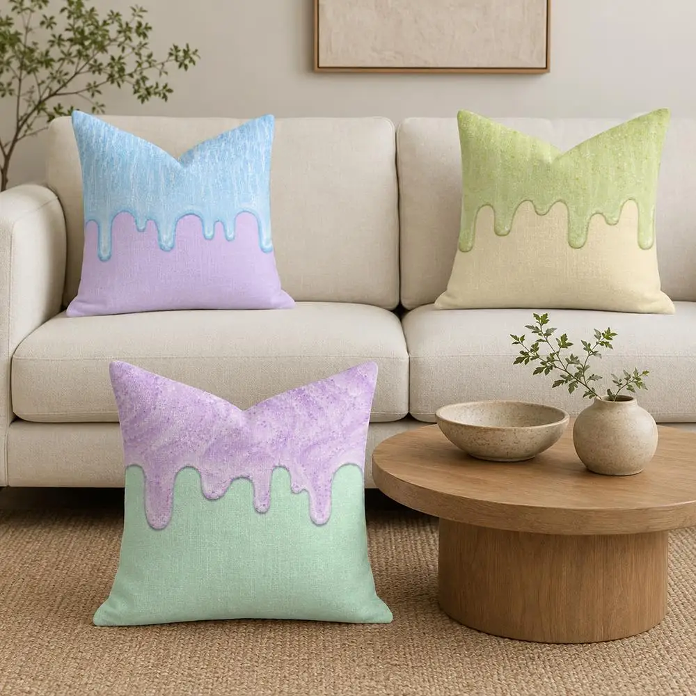 Frost Drip Texture Cushion Cover Soft Plush Throw Pillow Cushion Cover｜Double-Sided Printed Pillow Case for Sofa Home Decor