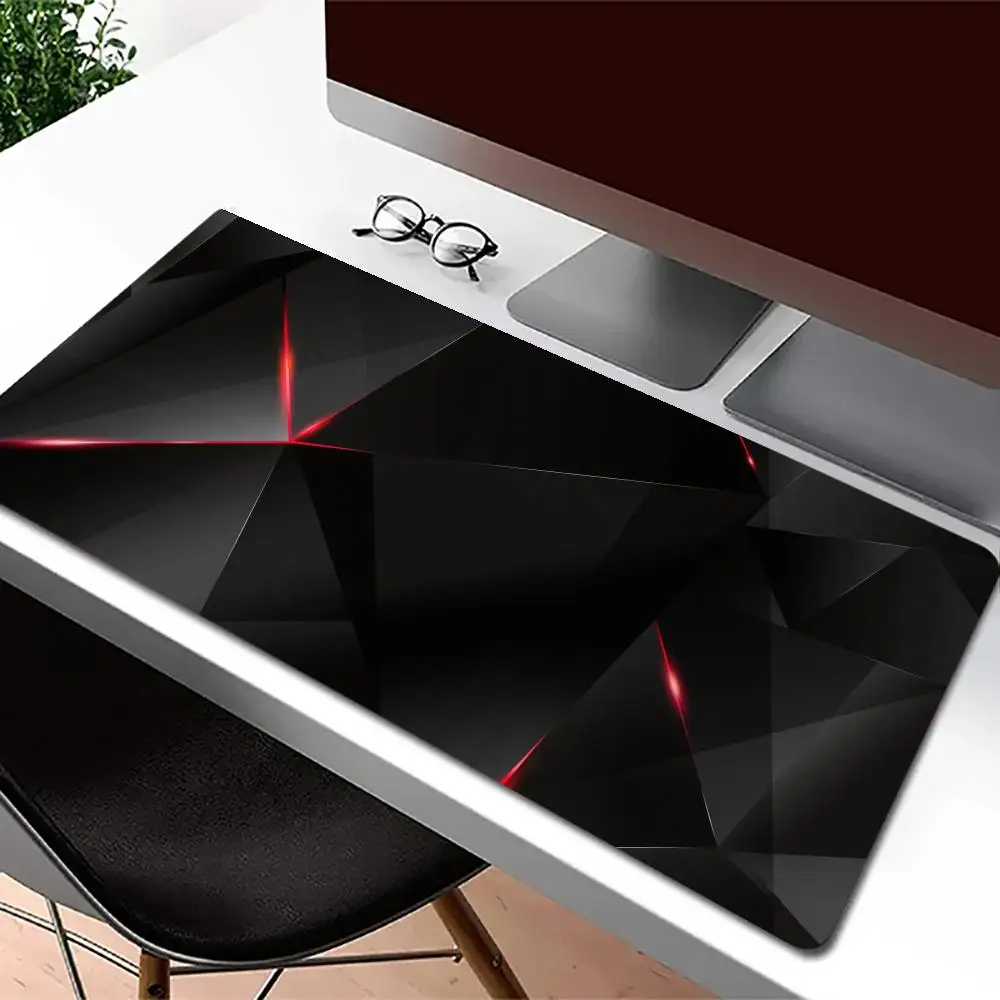 

Black Geometric Abstraction Carpet Gaming Pad Mouse Pad Desk Accessories Table Mats Keyboard Pad Mouse Pads Office Accessories