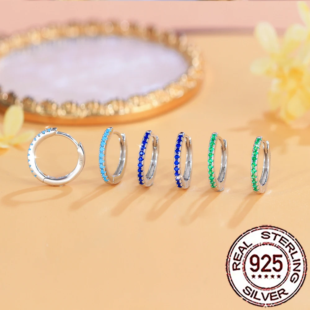 

CWWZircons Pure 925 Sterling Silver Simple Fashion CZ Crystal Round Hoop Earrings for Women Girls Fine Jewelry Accessories SE031