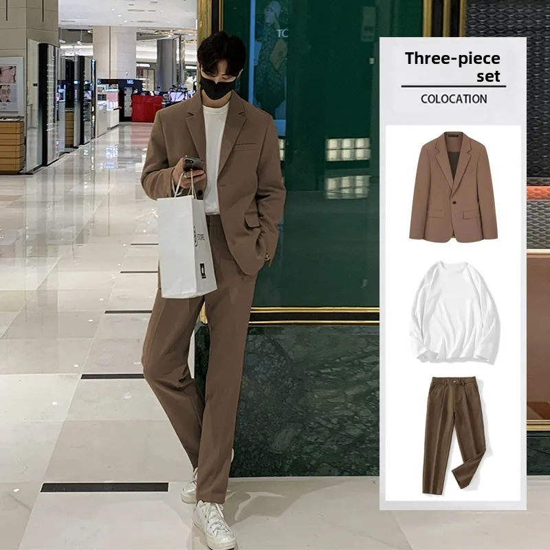 Brown three-piece suit
