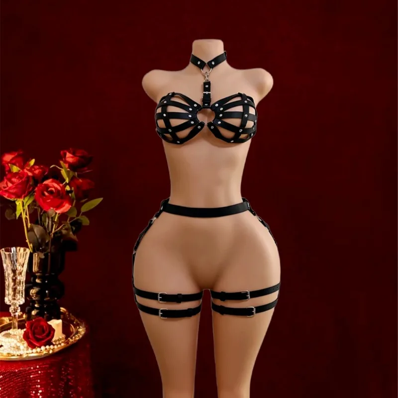 

Сексуальное женское кожаное бондажное платье с полым поясом, женское сексуальное платье Sm, подарок на день Святого Валентина, аксессуары для платья