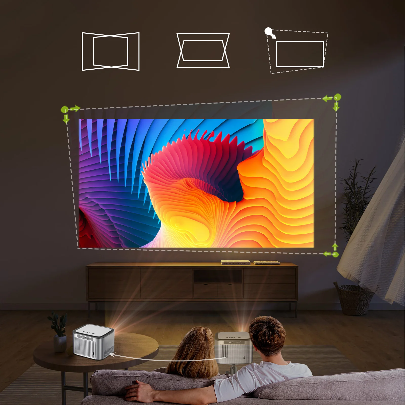 Proyektor LCD BYINTEK Terbaru 2026unique 1080P Android Smart LED Vertikal Wifi Beamer untuk Penggunaan di Rumah Proyektor Portabel Home Theater