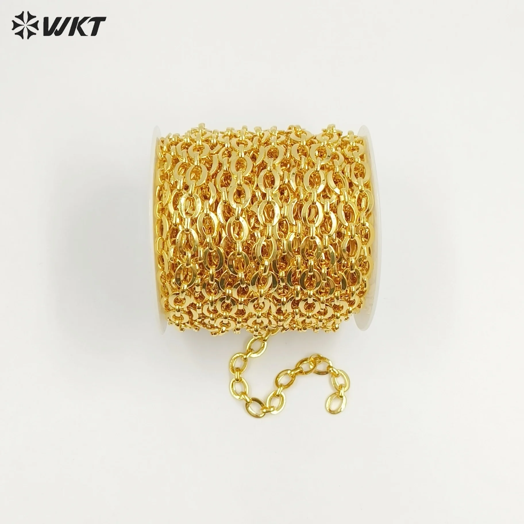 WT-BC254 Wholesale Gold Electroplated Metal Yellow Brass Chain Accessories 10Meters Long Oval Shape For Jewelry DIY Making