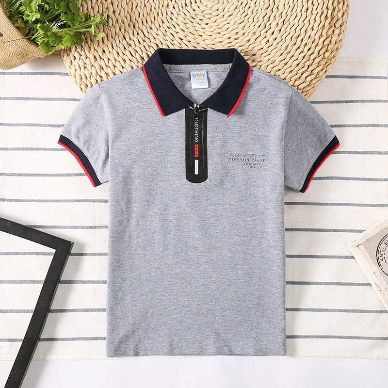 New Baby Polo Shirt 100% Cotton Boy Short-Sleeved T-shirt Childrens Medium and Large Kid Summer adolescent Clothing Girl T-shirt