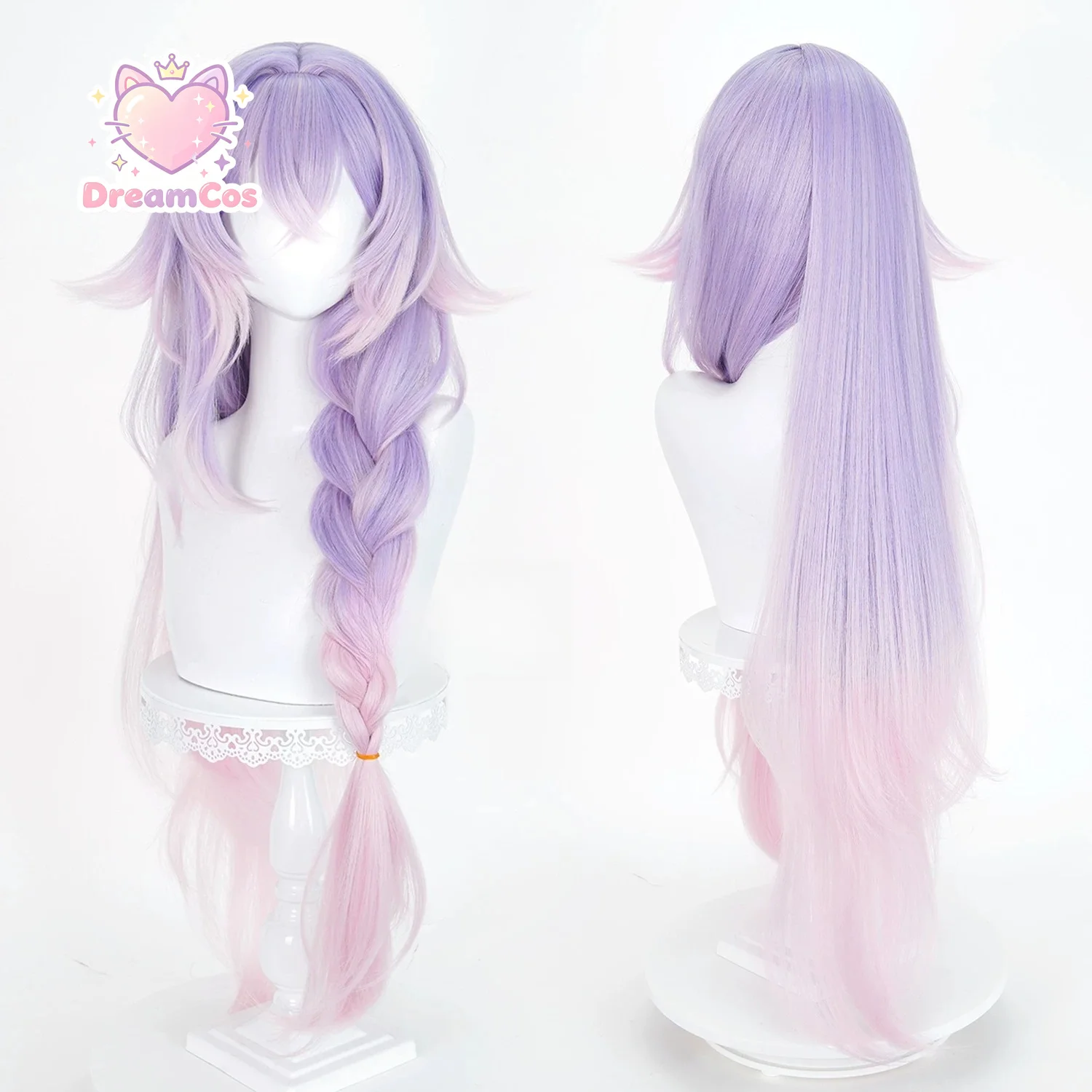 Wuthering Waves Lily Cosplay Wig Silk Top T-Color Ombre Gradient Purple Long Hair Wig, Heat Resistant Synthetic Wig for DreamCos