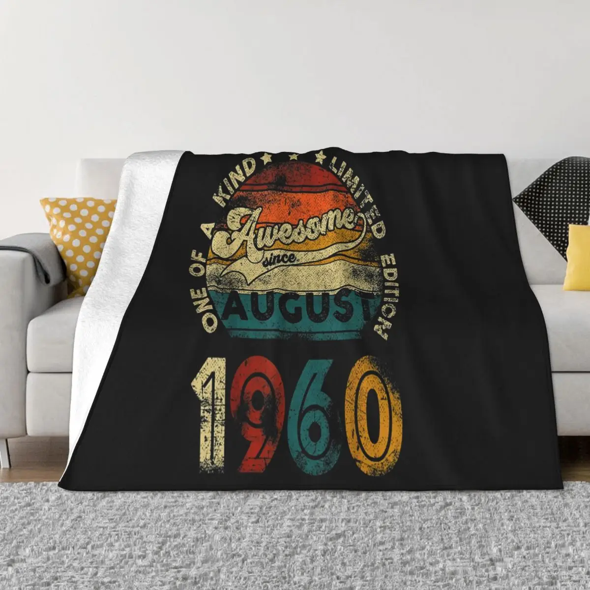 Vintage August 1960 Designs 60 Years Old 60Th Birthday Gifts Funny Gift Throw Blanket