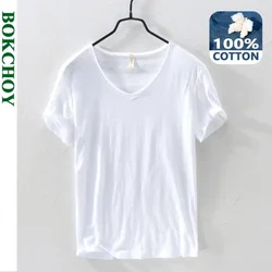 Summer New 100% Cotton Casual T-shirts Men Clothing Breathable Slim and Thin Undershirt Streetwear B201A