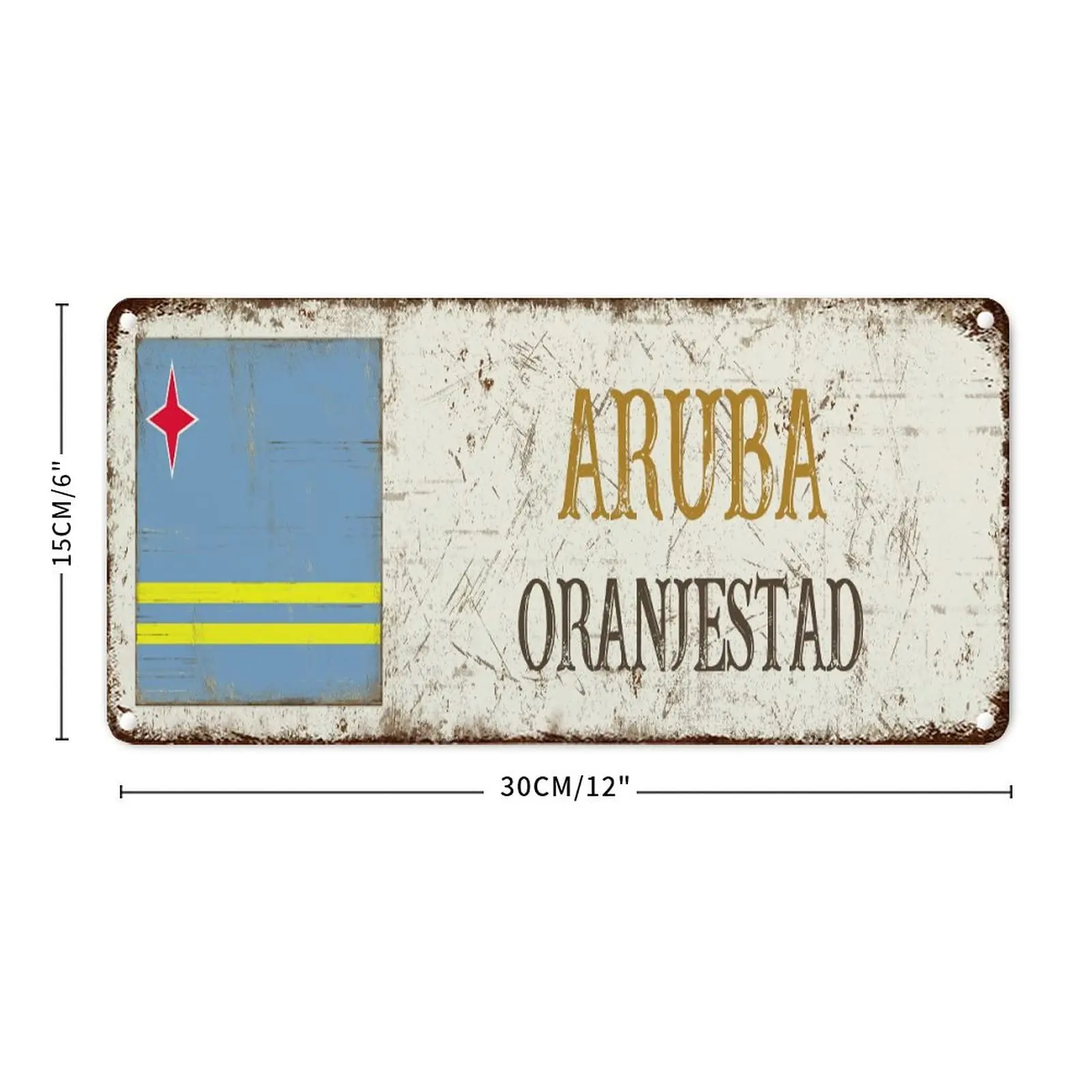 Aruba Metal Wall Decor Sign Aruba National Flag Oranjestad City Metal Tin Sign Country Souvenir Gift Vintage Metal Tin Signs for