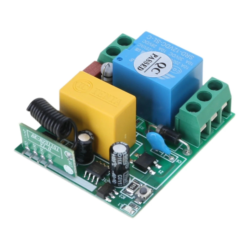 AC 220V 10A 1CH RF 433MHz Wireless Remote Control Switch Receiver Module + Transmitter Kit For Intelligent Home