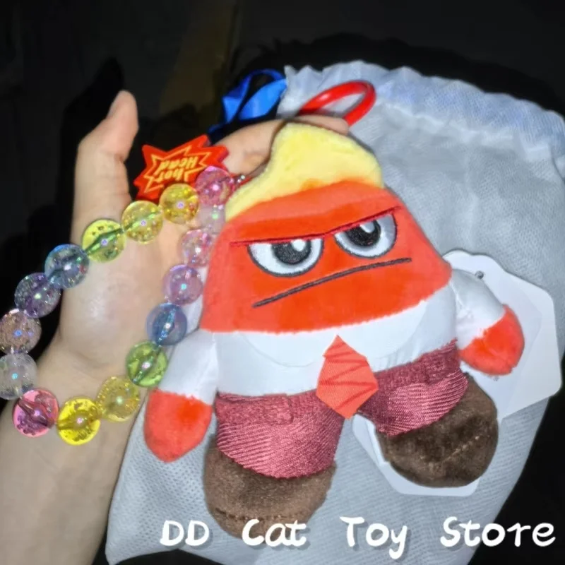 En Stock, 2 bolsas genuinas de Disney Inside Out, llaveros de felpa, colgantes de figuras, adornos de bolsa, figura Kawaii Joy Anger Disgust Sadness