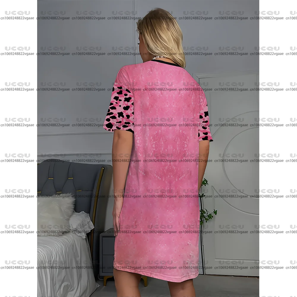 المرأة النمر ليوبارد طباعة ثوب النوم لينة الوردي الحيوان فستان ملابس خاصة غير رسمية تنورة الفتيات هدية Y2k كل يوم تي شيرت الشارع تي شيرت