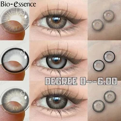 Bio-essence-lentes de contacto de color gris con grado 0 ~-6,00, lentillas para miopía, graduadas para ojos naturales, lentillas de moda