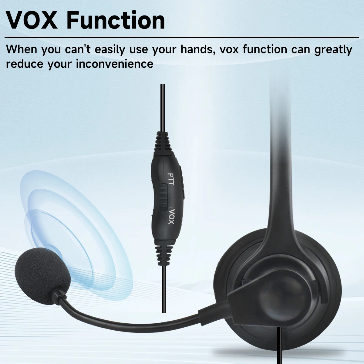 ABBREE 2Pin K Plug Walkie Talkie Overhead Headset PTT/VOX Mic dla Baofeng UV-5R/UV-21/UV-5RH/BF-888S/Quansheng UV-K5 UVK6 — zdjęcie 4